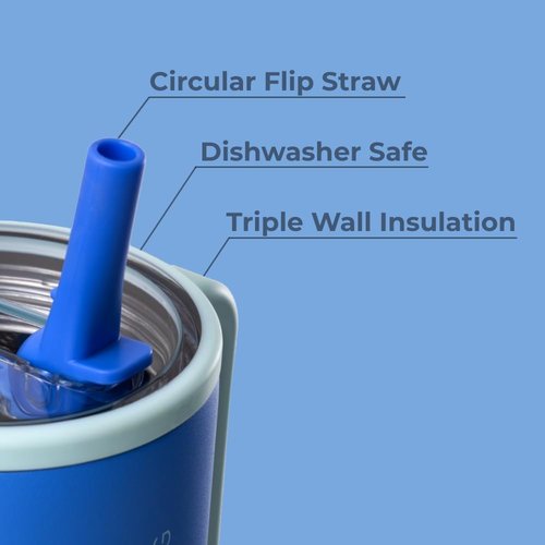 HydroJug Traveler - 32 oz Insulated Water Bottle with Handle & Flip Straw - Leak Resistant, Riptide