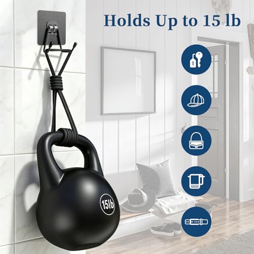 CENHANG Heavy Duty Adhesive Double Towel Hooks - Black, 3 Pack