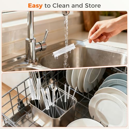 10 Pack Stainless Steel & Nylon Straw Cleaner Brushes Set - Food Grade, Flexible & Safe for Bottles & Tubes