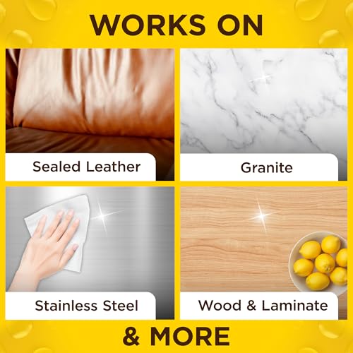 Pledge Lemon Furniture Wipes 24 Count Pack of 6 - Multi-Surface Wood & Home Care