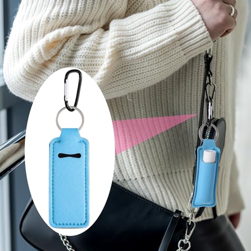 BEIQIYA Neoprene Lip Balm Holder Keychain with Metal Clip