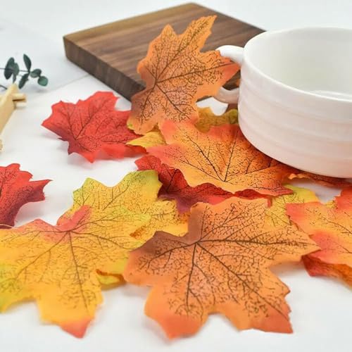 Luvhua 100 Pcs Odor-Free Artificial Maple Leaves - 16 Mixed Colors, 8cm