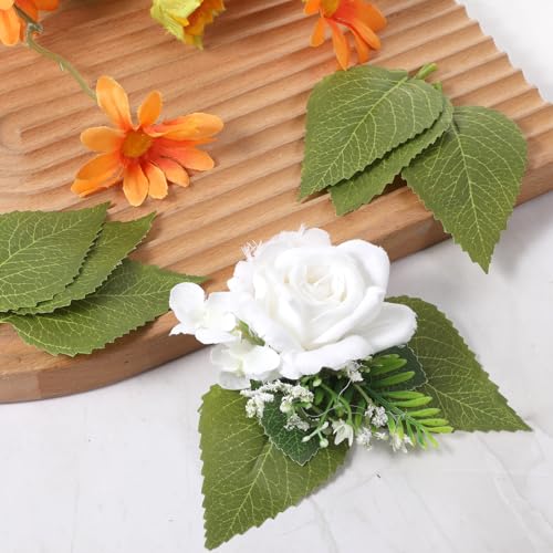30 PCS Artificial Green Leaves for Wedding Bouquets & Crafts