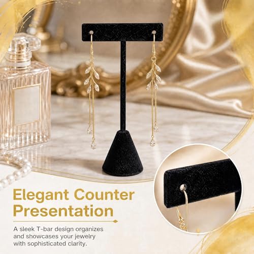 Black Velvet Earring Display Stand - T-Shaped Jewelry Holder