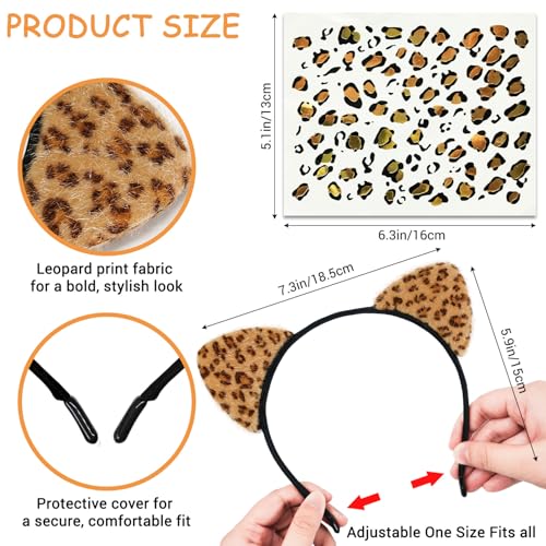 Leopard Ears Headband with Matching Temporary Tattoos Halloween Cosplay