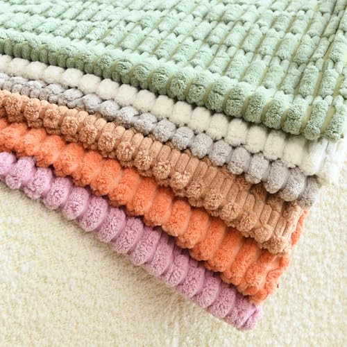 Pack of 2 Corduroy Decorative Throw Pillow Covers - 18x18, Sage Green & Rust