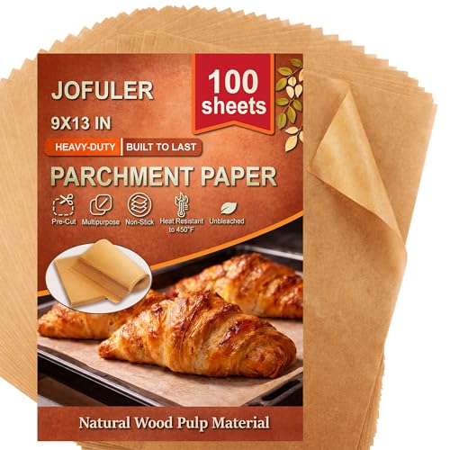100 Precut Unbleached Parchment Paper Sheets - 9x13 Inches