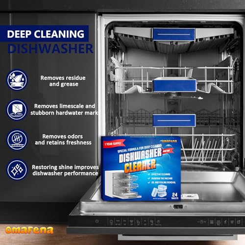 OmaFena Dishwasher Cleaner & Deodorizer Tablets - 24 Pack Deep Cleaning