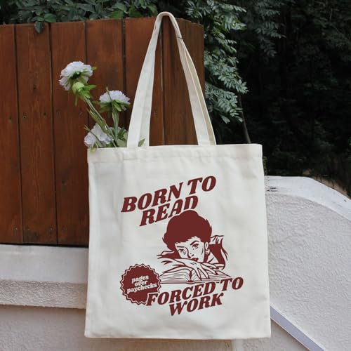 Teeglow Book Canvas Tote Bag for Women - Aesthetic Reusable Grocery & Reader Gift - Tote Bag-a