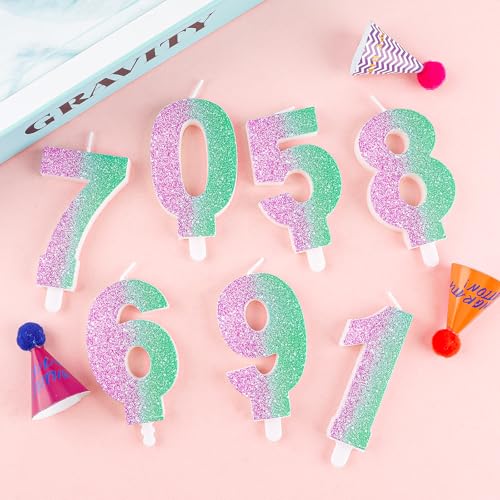 Pink & Green Movie Themed Birthday Candle - 6th Birthday Decoration