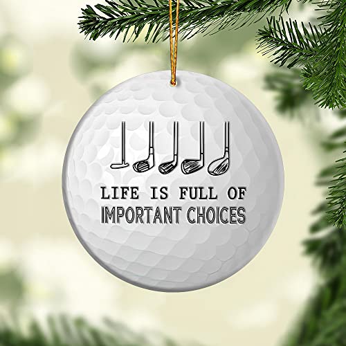 Golf Ornament - Ceramic Christmas Tree Decoration & Car Accessory