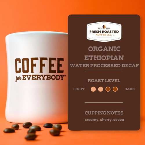 Fresh Roasted Coffee, Organic Ethiopian Sidamo Water-Processed Decaf | USDA, 100% Single Origin, Kosher | Medium Roast 5 lb (80 oz) Whole Bean