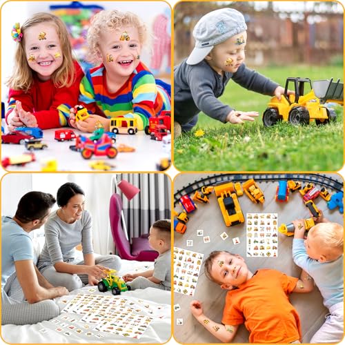 Fancy Land Construction Temporary Tattoos for Kids Party Favors 140 Pcs