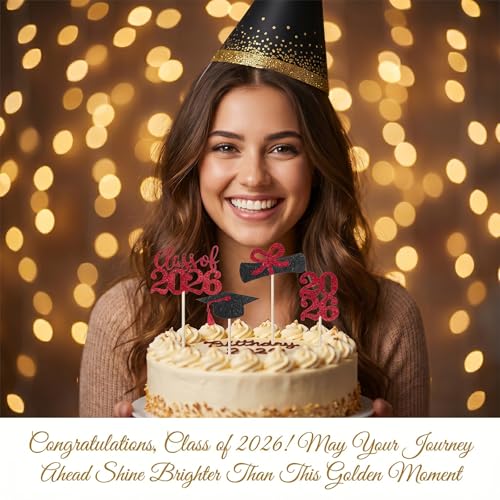 2026 Graduation Cupcake Toppers - 36 PCS Glitter Picks for Party
