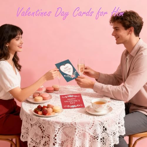 IIEFFJL 8-Pack Valentine's Day Greeting Cards with Red Envelopes for Kids and Adults