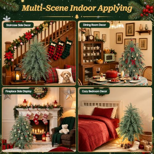 Frosted Cedar Tree - 3FT Artificial Norfolk Pine Potted Christmas Decor - Set of 2