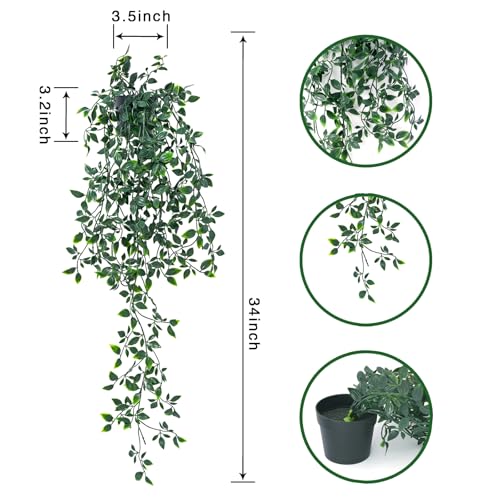 Freyalife Artificial Mandala Vine Hanging Plant, 24-Inch Potted Faux Greenery