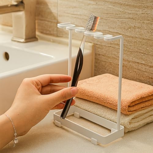 Stainless Steel Toothbrush Holder Stand - 5-Slot Rustproof Bathroom Organizer