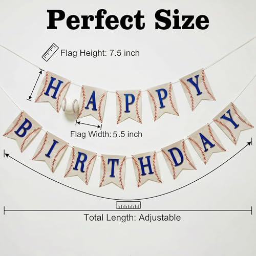 Baseball Happy Birthday Banner - 3D Sports Party Decoration for Kids & Adults