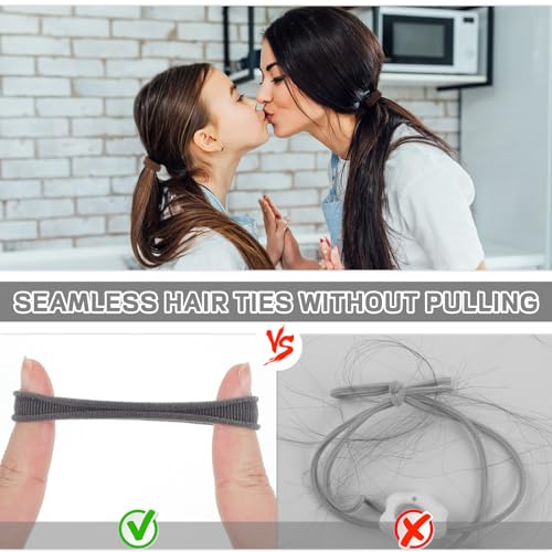 Neutral Hair Ties 100-Pack, Seamless Stretchy Ponytail Holders for Thick and Thin Hair