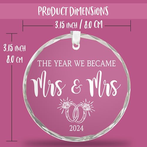 Mrs and Mrs 2024 Crystal Ornament – Elegant Wedding Gift