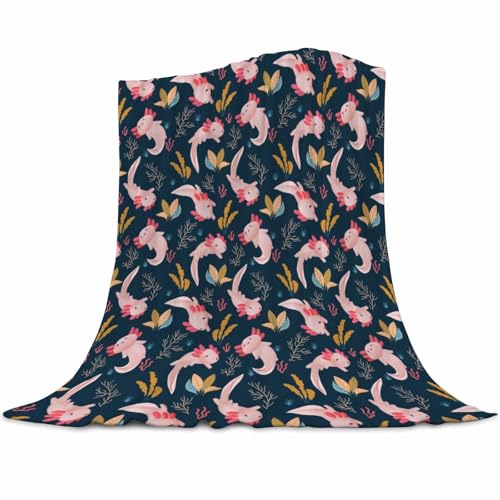 Axolotl Blanket - Soft Flannel Throw for Kids & Adults, 40x50 Inch