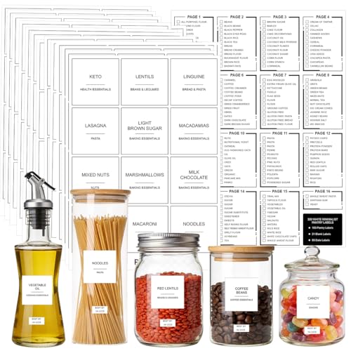 300pcs Pantry Labels - Minimalist Waterproof Food Storage Stickers