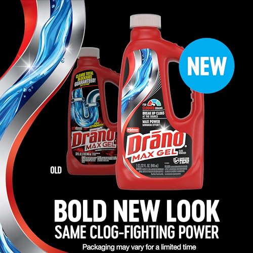 Drano Max Gel Drain Clog Remover, Fast-Acting Pipe Cleaner, 32 Fl Oz