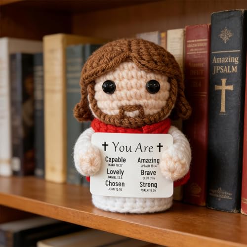 Crochet Jesus Figurine with Uplifting Quote - Perfect Gift