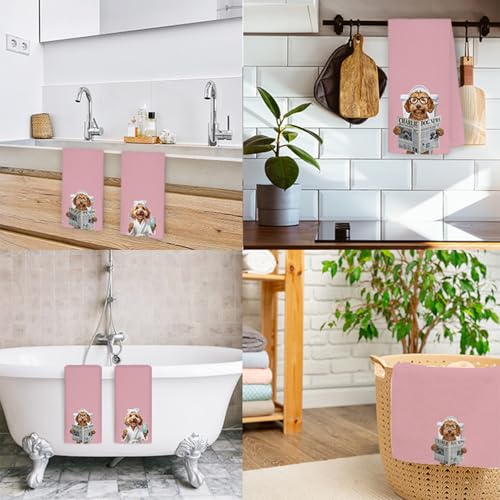 Funny Poodle Hand Towels 16x24 Inch Dog Bathroom Decor Set of 2