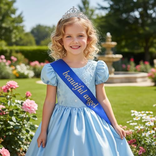 6 Pcs Blank Satin Sashes Blue DIY Custom Plain Ribbons for Parties