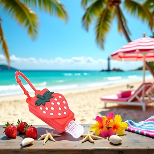 Silicone Travel Bottle Red Strawberry Refillable Container with Pump