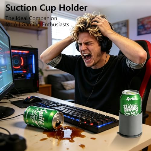 NovoLido Anti-Spill Suction Cup Holder for Desks and Gaming Tables - Gray
