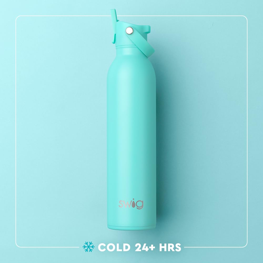 Swig Life 26oz Insulated Water Bottle, Travel Water Bottle with Straw and Lid, Cup Holder Friendly, Stainless Steel (Good Vibrations)