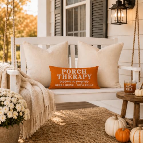 PANDICORN Farmhouse Throw Pillow Cover 12x20 Inch - Orange