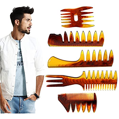 EastyGold 5-Pack Men's Hair Styling Comb Set Professional Barber Tool