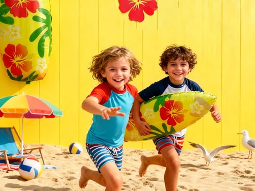 Hawaiian Surfboard Foil Balloons - Tropical Beach Party Decor, 2 Pack