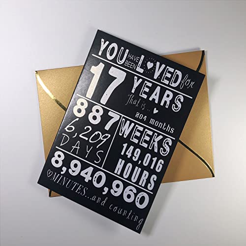 Premium Birthday Card for 17 Year Old Teen - Blank Inside, Envelope Included