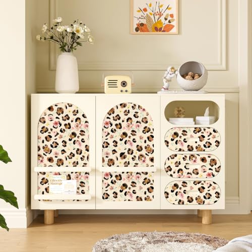 HAOKHOME Floral Leopard Shelf Liner - Peel and Stick Waterproof Vinyl Roll