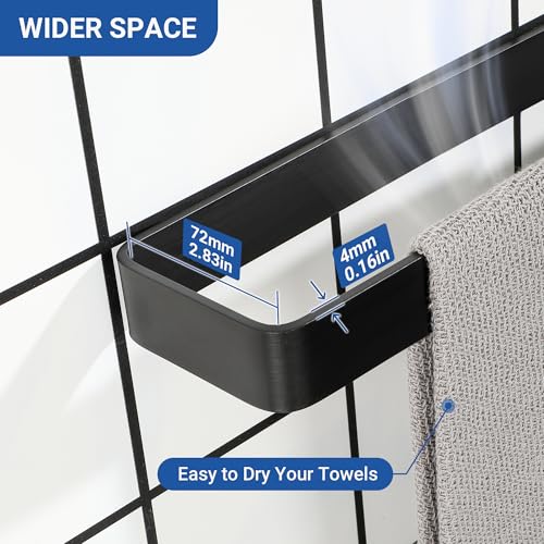 SAYAYO Matte Black 8-Inch Adhesive Hand Towel Holder Bathroom Accessory