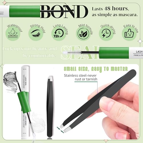 Yaiseiko DIY Lash Extension Kit - Natural 30+45D Individual Clusters, Bond, Seal & Tweezers (8-17mm)