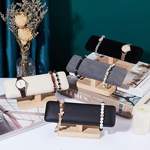 NBEADS Gainsboro Wooden Watch & Jewelry Display Stand with T-Bar Bracelets