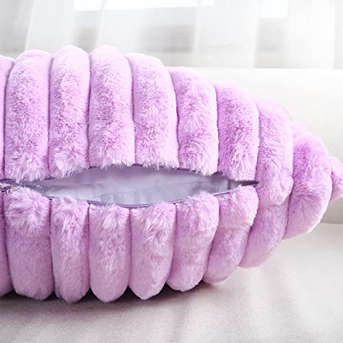 Hodeco Purple 18x18 Inch Faux Fur Throw Pillow Cover Double Sided Plush Cushion