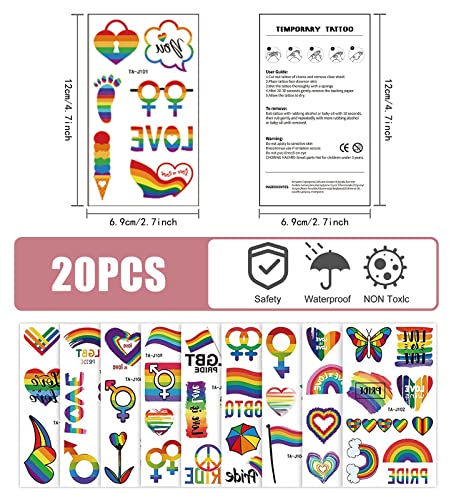 Pride Temporary Tattoos - 200+ Waterproof Rainbow Flag Stickers