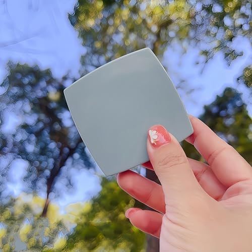 Cyan Compact Makeup Mirror with 2x Magnification for Purse and Travel