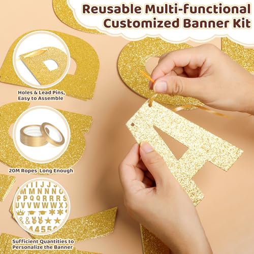 133PCS Gold DIY Banner Kit - Personalized Custom Party Letter & Symbol Set