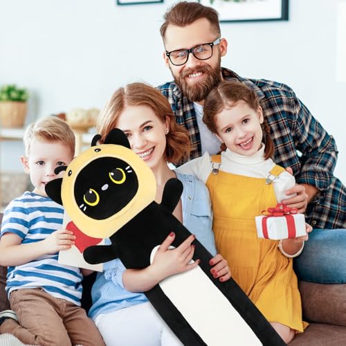 22-Inch Bee Cat Plush Body Pillow Toy – Soft Kawaii Stuffed Animal