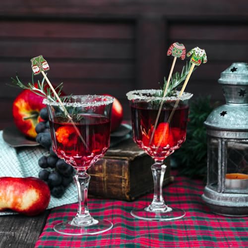 Christmas Sweater Cocktail Picks Set - 150 Wooden Xmas Food & Drink Decorations