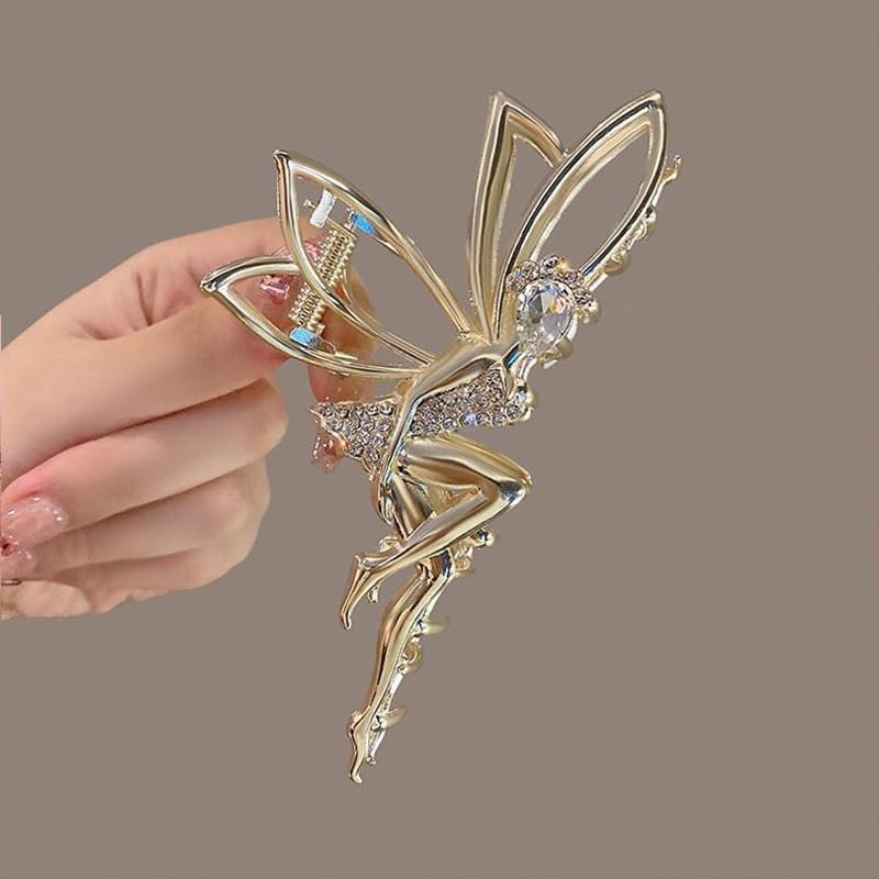 Gold Elf Hair Claw Clip with Rhinestones Metal Fairy Hair Clip