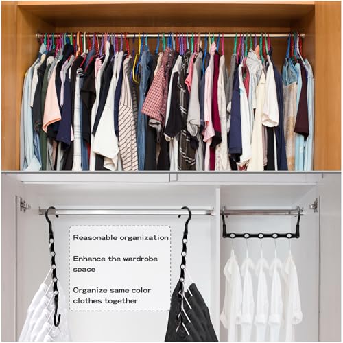 HAOWWLAI 4-Pack Space Saving Clothes Hangers with 5 Holes & Enclosed Slots